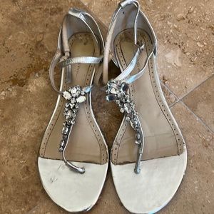 Adrienne Vittadini Metallic Silver/ Rhinestone Embellished Sandals